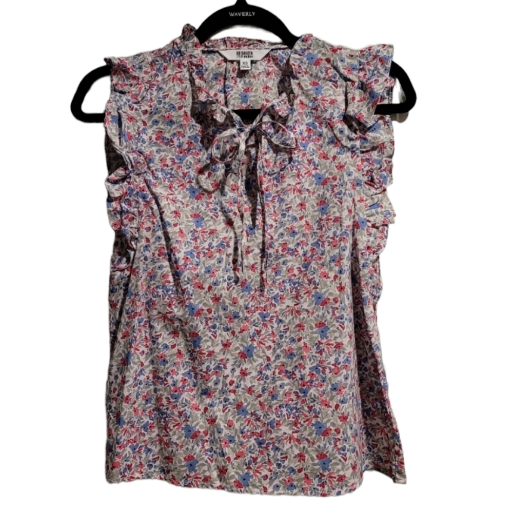 NEW 100% Cotton BB DAKOTA Steve Madden XS Extra Small Top Floral Blouse Shirt